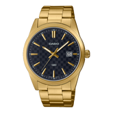 Casio, Men’s Watch Analog,Black Dial Gold Stainless Steel Band, MTP-VD03G-1A